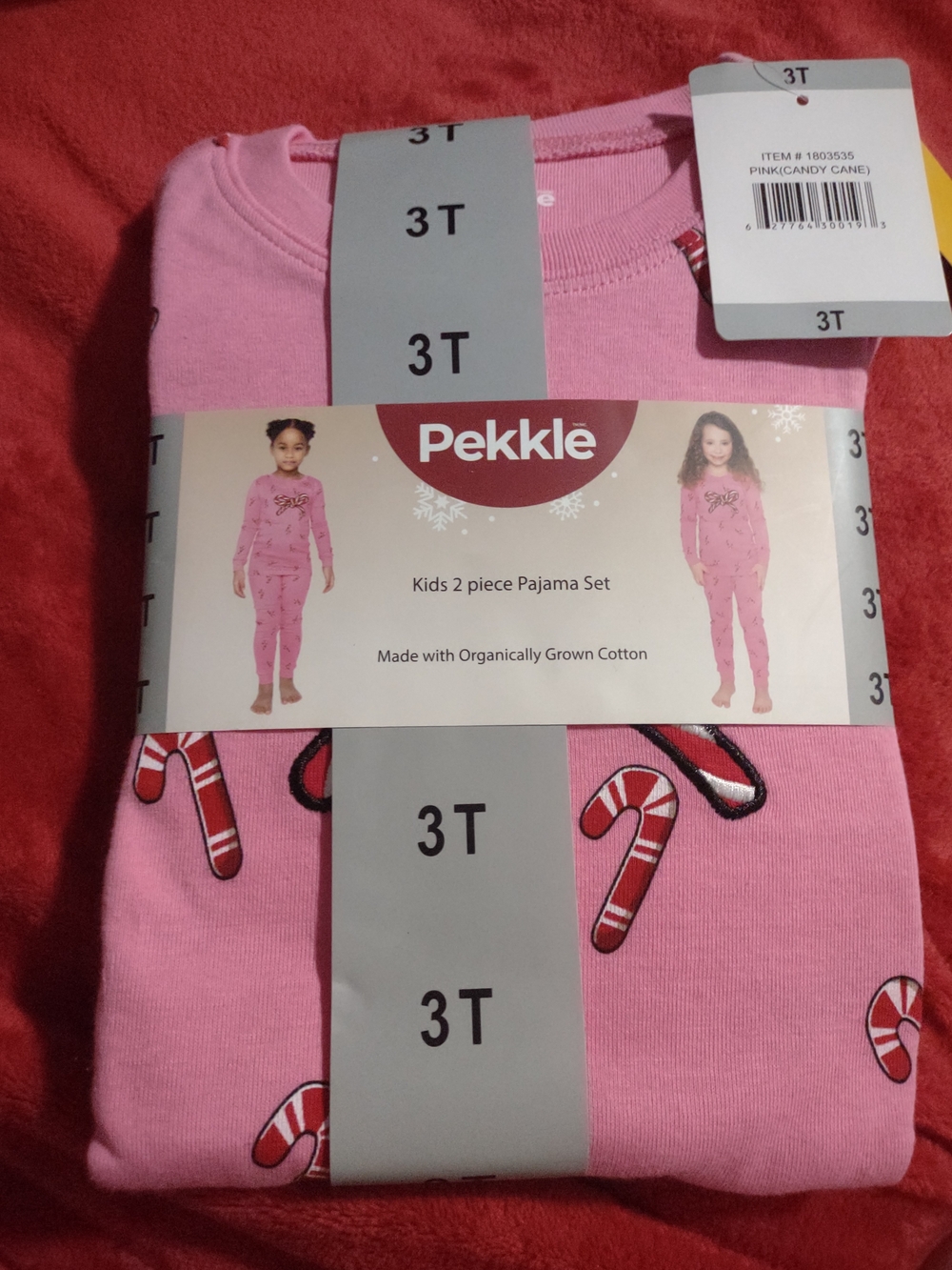 Pink Candy Cane 2-Piece Pajama Set - 3T NWT   W433G